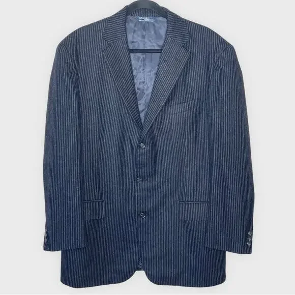 POLO RALPH LAUREN charcoal w/gray stripe wool & cashmere blend sport coat 42L - Picture 2 of 6